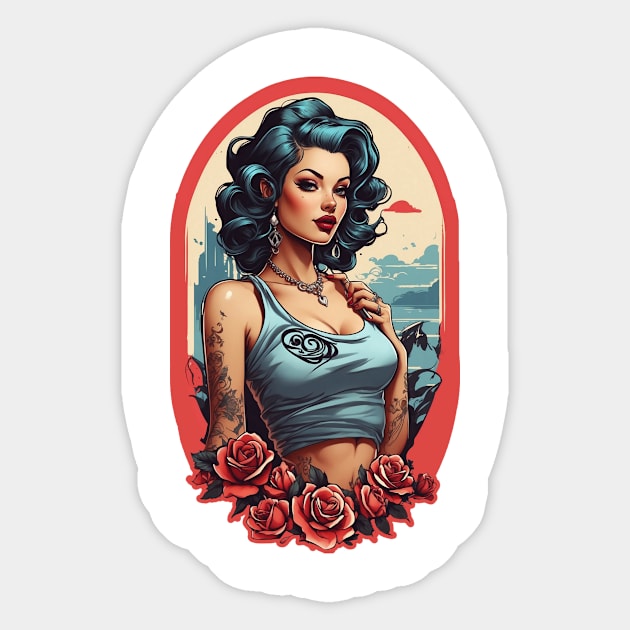 Pin Up Classic Art Sticker by Dürer Design